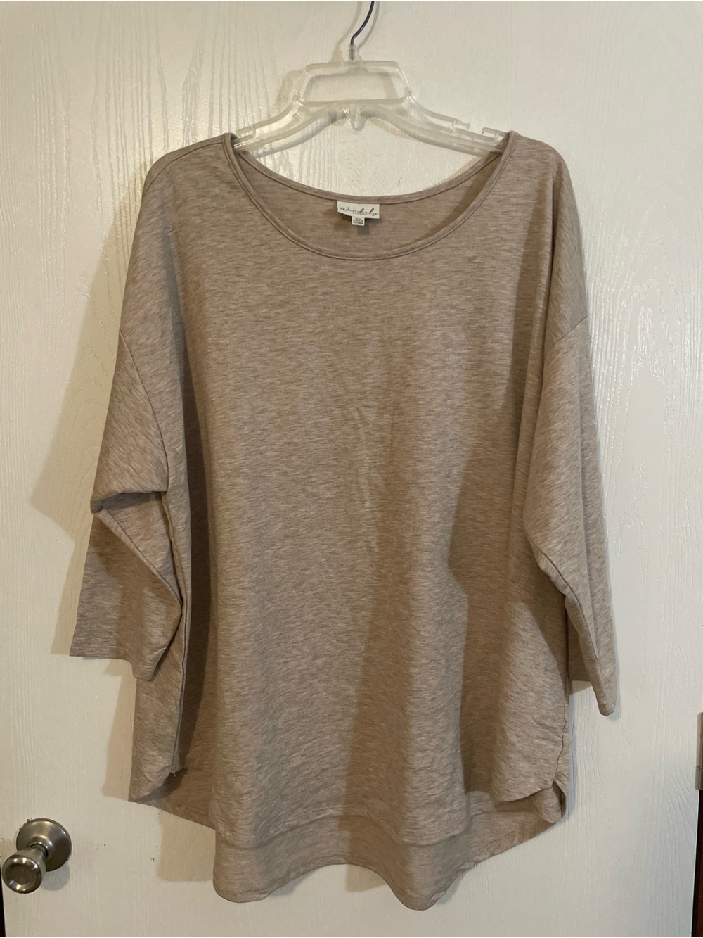 Wonderly Plus 3XL Heathered Beige Oversized Slouchy Knit Top Drop Shoulder